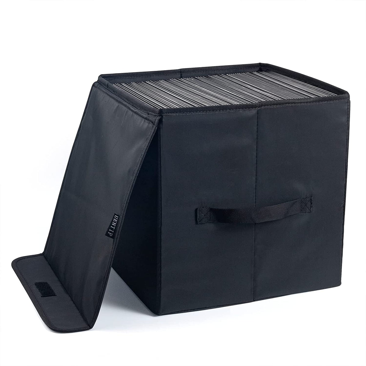 UENTIP vinyl storage box full view for 12-inch LPs, stylish organization