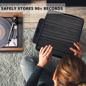 UENTIP vinyl storage box with closed lid protecting dust and keeping records tidy