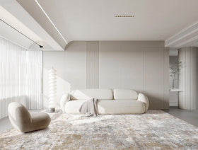 UERMEI rug under dining table defines seating area.