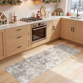 UERMEI neutral abstract rug complements any decor while concealing footprints