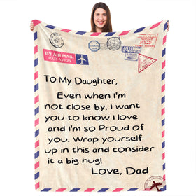 UFOORO dad's love throw blanket folded to show its soft fleece and cozy warmth