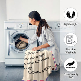 UFOORO throw blanket care label emphasizes easy washing and lasting softness