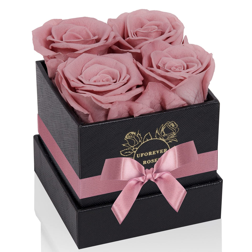 UFOREVER ROSES 4-piece box with dusty pink preserved roses, a timeless gift for her