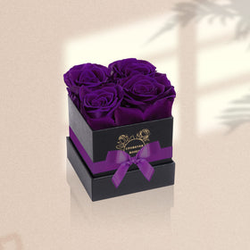 UFOREVER ROSES inside-view-box showing four real preserved roses lasting keepsake.