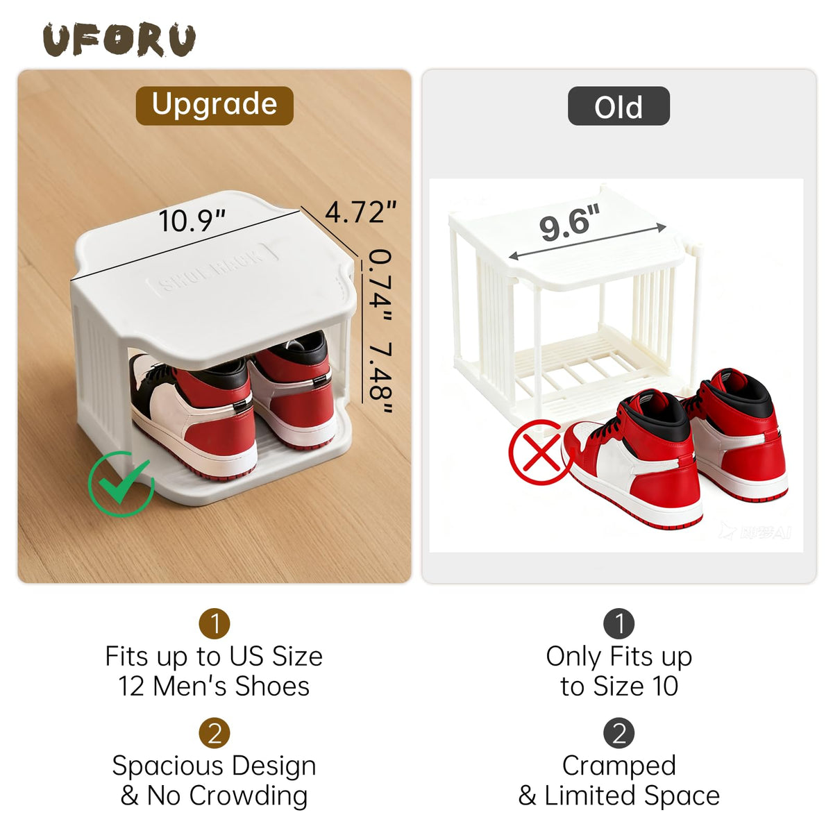UFORU five-tier vertical shoe rack in a slim hallway for space saving