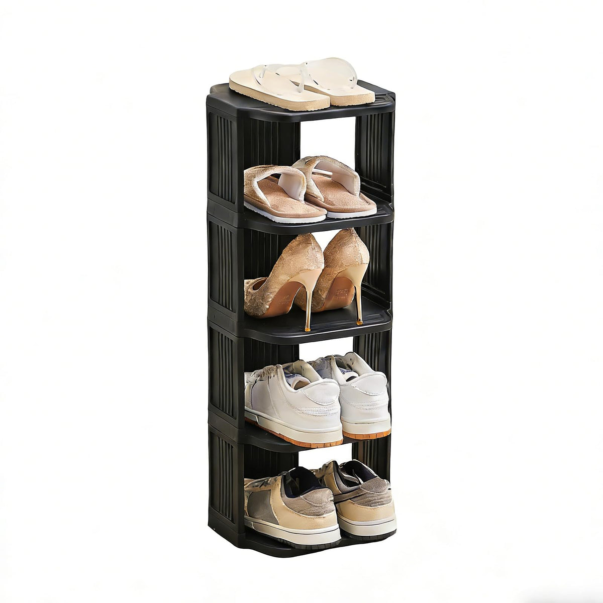 UFORU small shoe rack in a tight hallway showing compact dimensions.