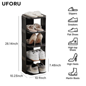 UFORU five-tier vertical shoe rack saves space and keeps shoes organized.