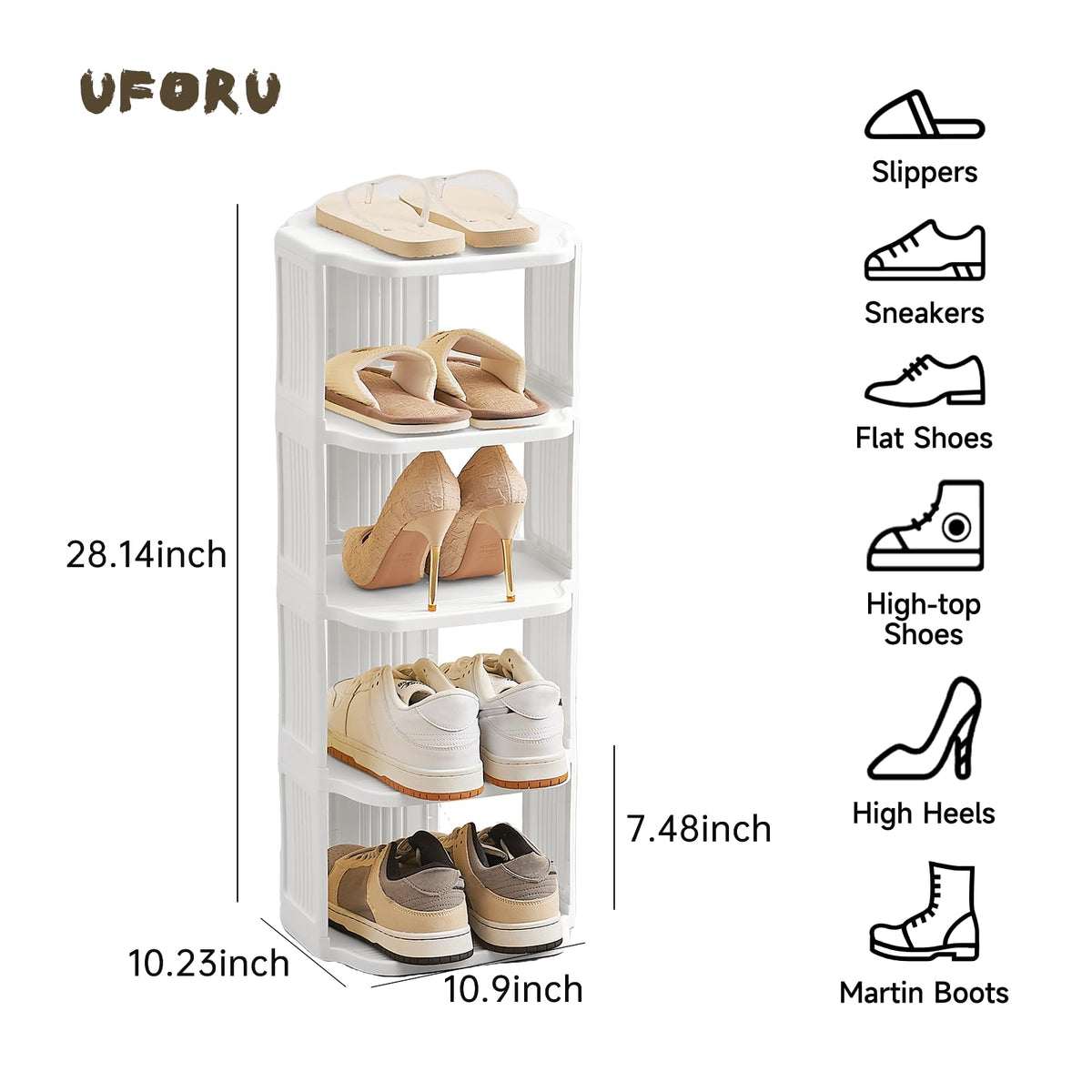 UFORU stackable detachable tiers showing customizable shoe storage
