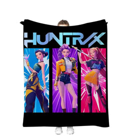 Ugecl K Pop Demon Hunters blanket in black, full view showing cozy warmth for kids