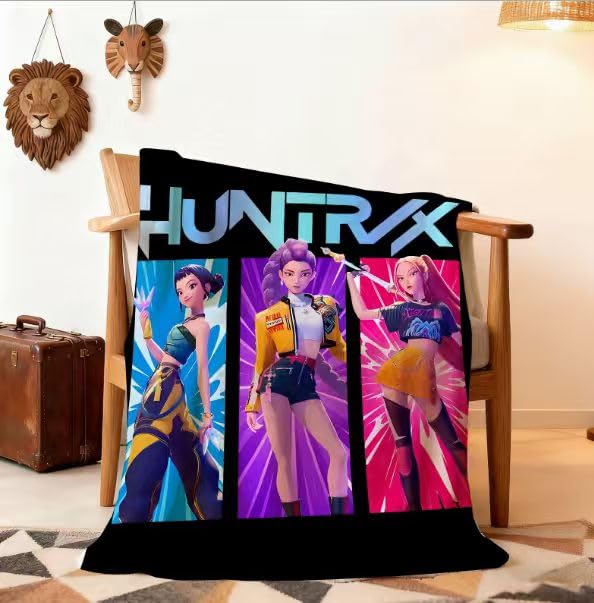 Ugecl K Pop Demon Hunters blanket in a living room setting for cozy evenings