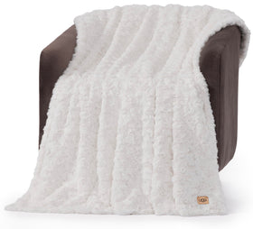 UGG Adalee white wave textured faux fur throw for cozy couch styling
