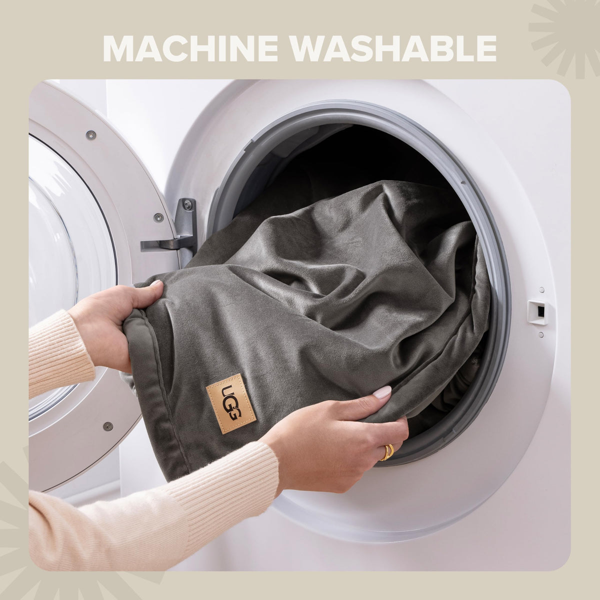 UGG Bliss Throw Blanket machine washable for easy care.