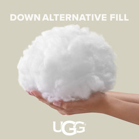 Removable cover with zipper on UGG Devon pillow for easy cleaning.