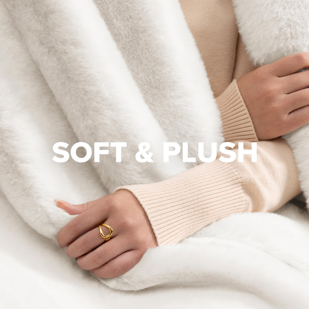 UGG Euphoria Faux Fur Throw White Snow color enhances decor