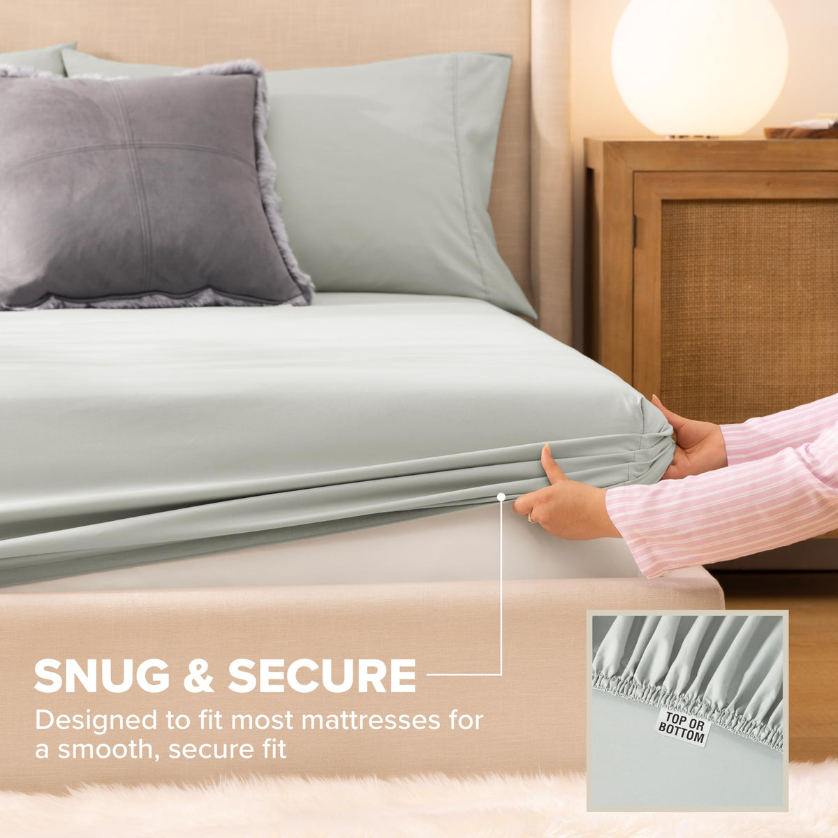 UGG Hedi hypoallergenic sheets gentle on sensitive skin for a cozy night.