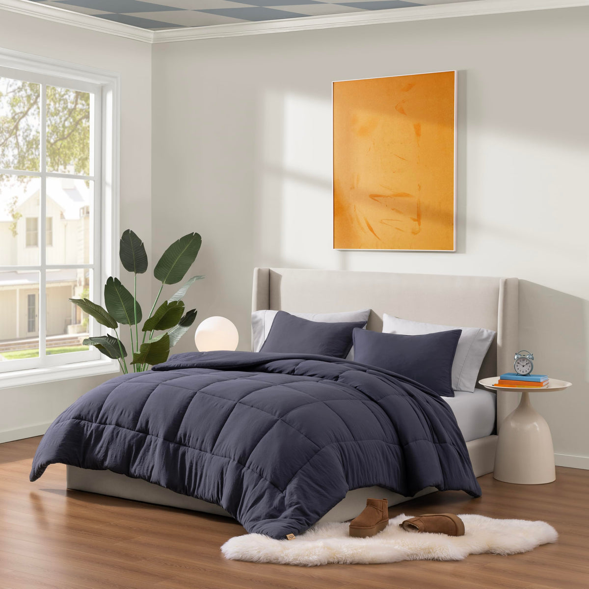 UGG Leonora Full/Queen comforter measures 90x90 inches for balanced loft