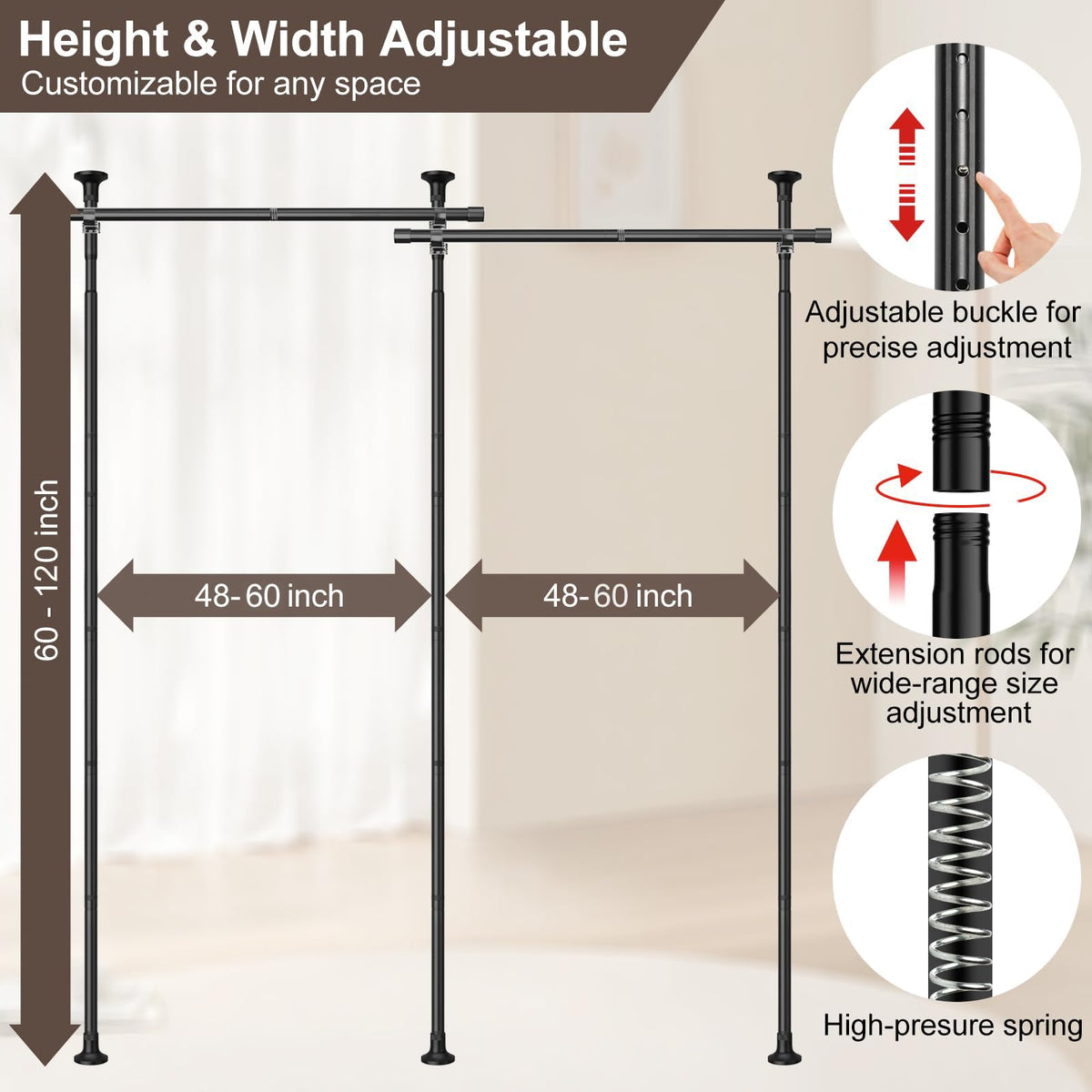 UIABOPZ sturdy 1-inch diameter rod offers durable performance.
