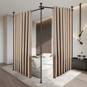 UIABOPZ room divider rod with adjustable height for flexible space separation.