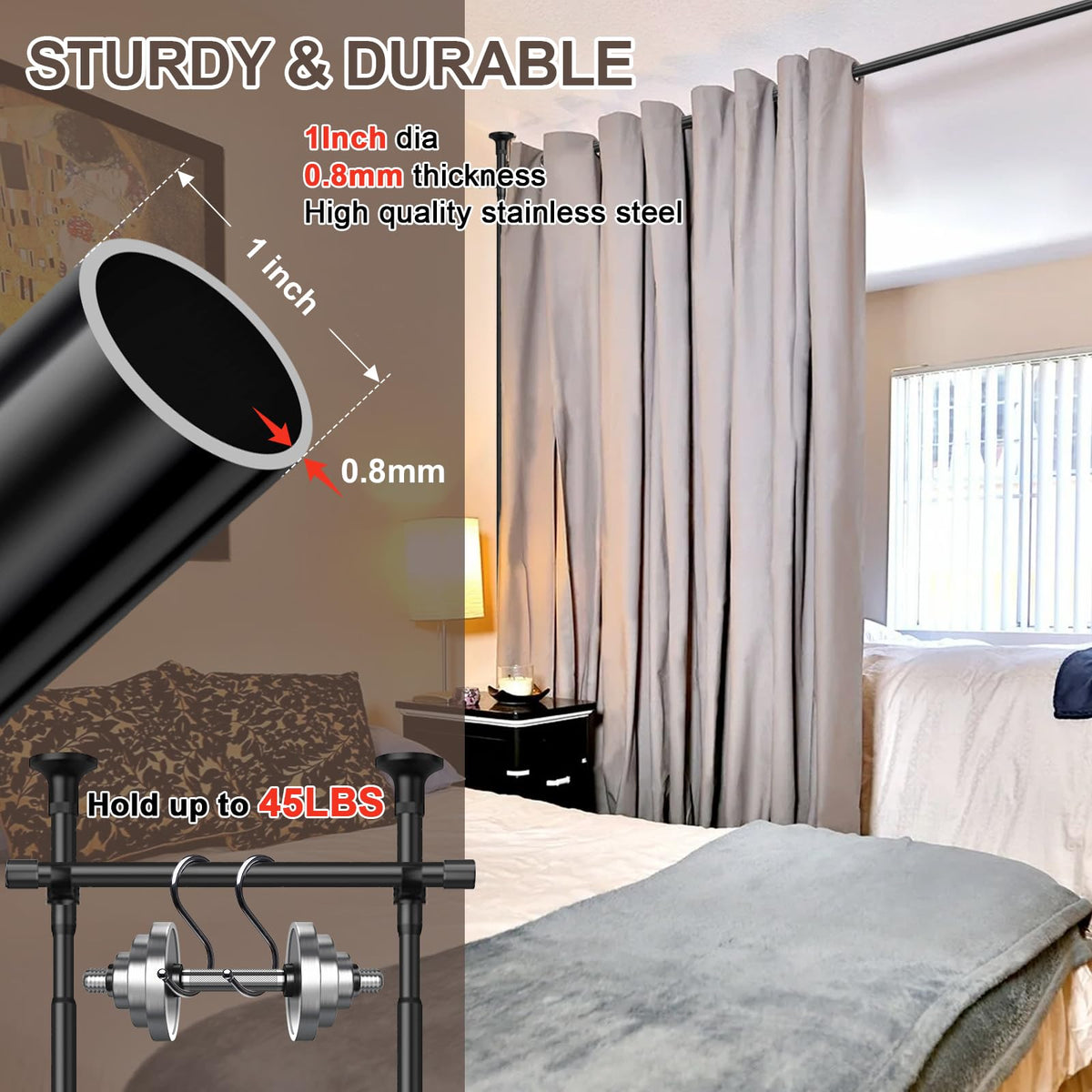 UIABOPZ compatible with various curtain styles including blackout and sheer.