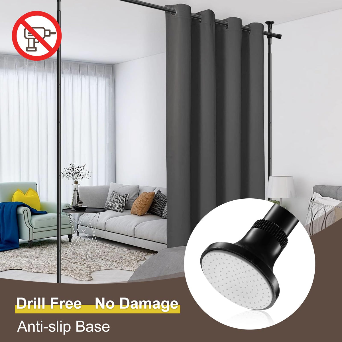 UIABOPZ non-destructive installation protects walls while creating private spaces.
