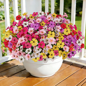 Uieke artificial flowers outdoors in a 24-bundle display adding vibrant year-round color