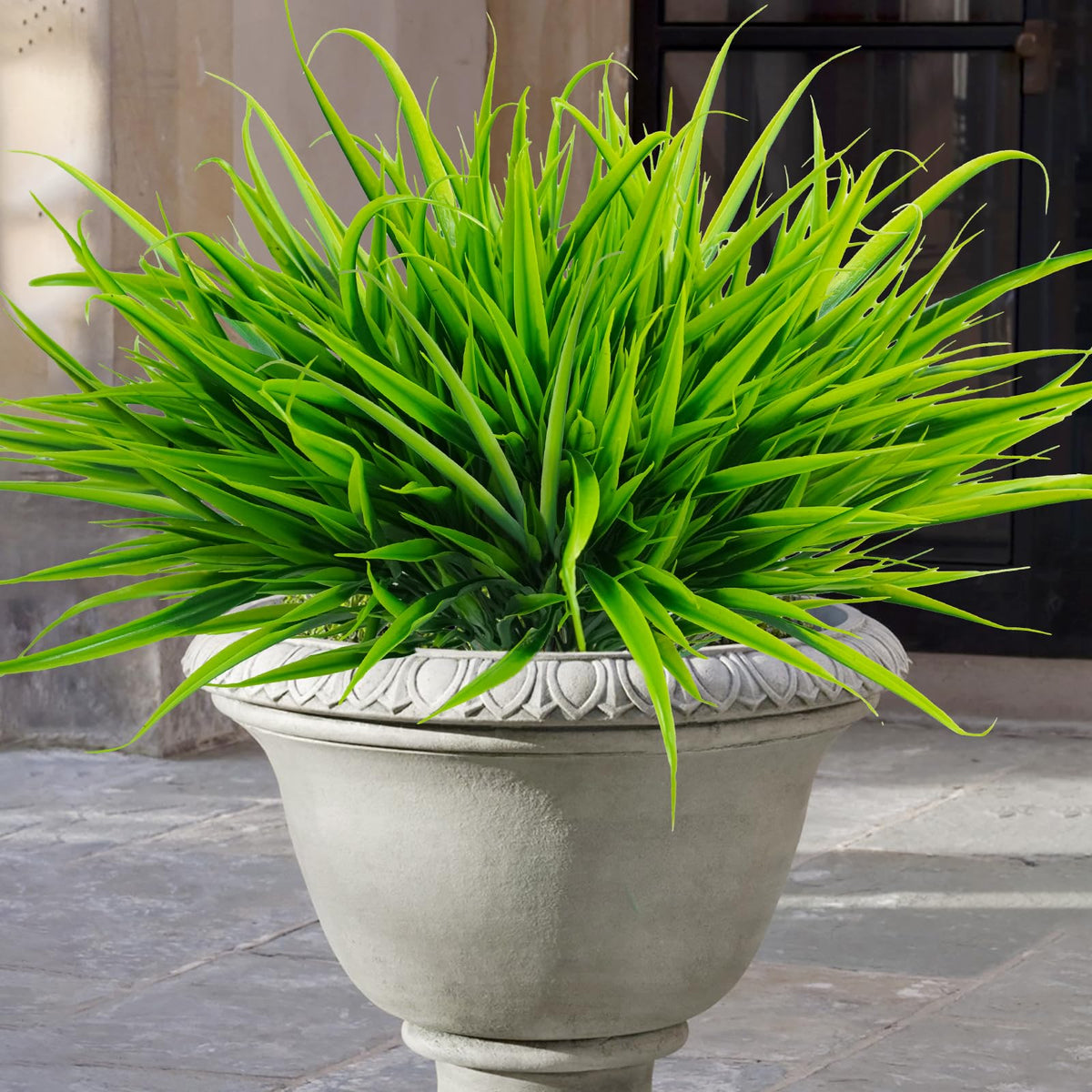 Uieke artificial grass 12 bundles close-up with dense leaves for a realistic outdoor look.