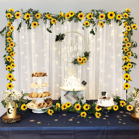 Uieke outdoor garden sunflower vine decor with leaves