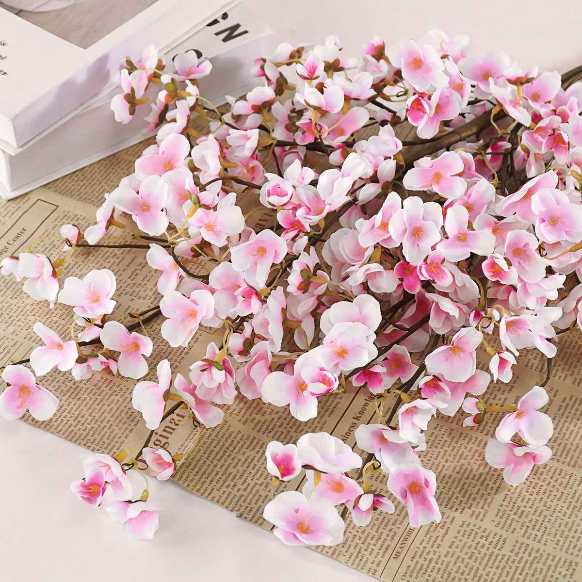 Close up of Uieke pink cherry blossom silk petals and texture
