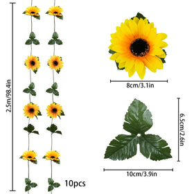 Uieke sunflower vine with green leaves detail