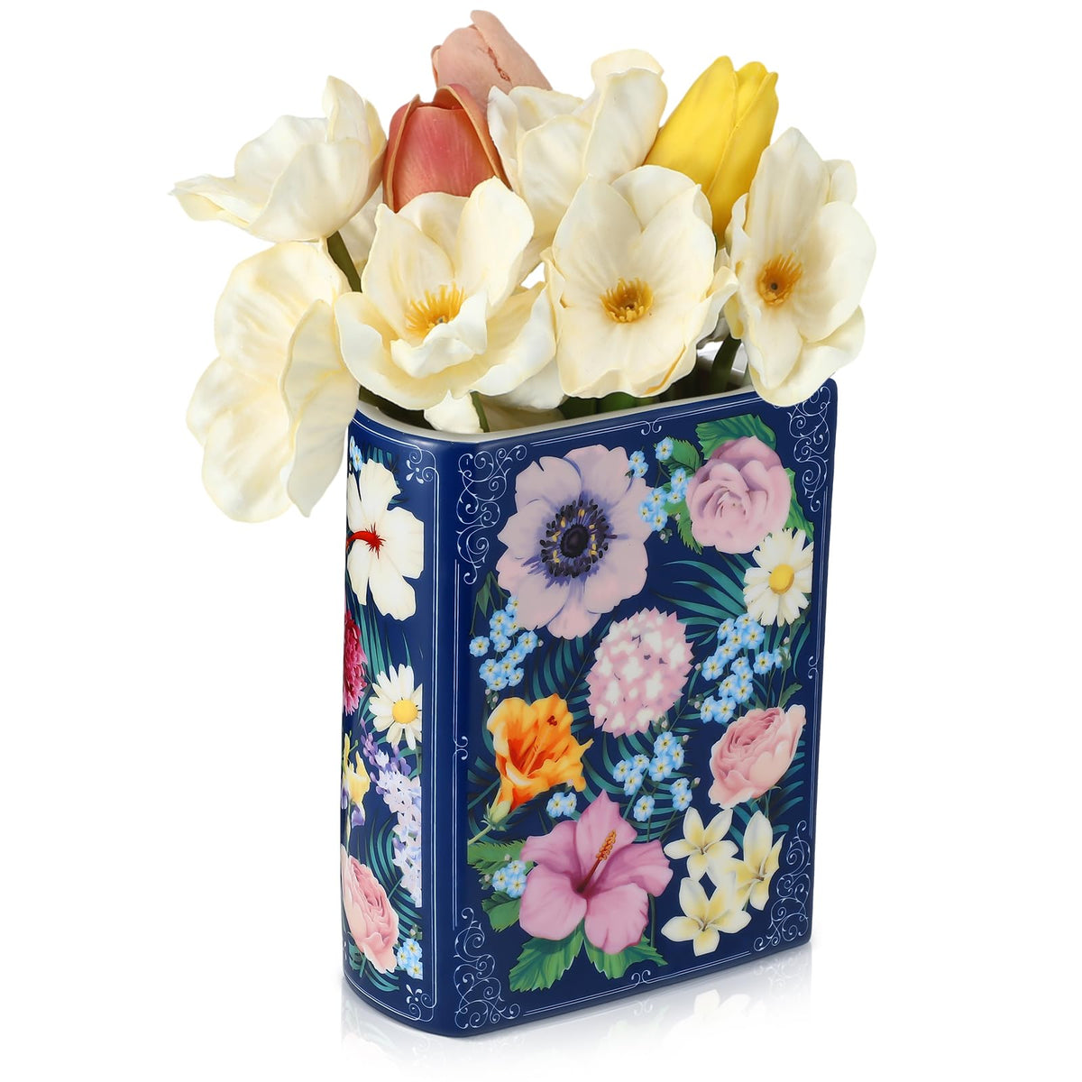 Uiifan book-shaped ceramic vase close-up for bookshelf display