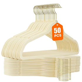 Uinicor beige velvet hanger with 360 degree hook keeps garments securely in place