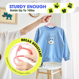 Uinicor kids hangers with 360 swivel hook for easy access.