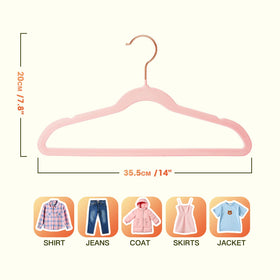 Uinicor pink velvet hangers organized in a tidy closet for efficiency.