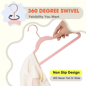 Uinicor pink velvet hanger shoulder-notch design keeps dresses in place.