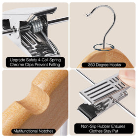 Uinicor smooth wooden pants hanger with clip designed for secure grip and wrinkle-free storage