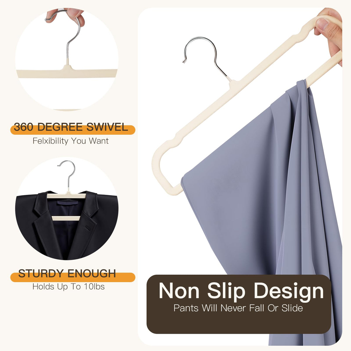 Uinicor velvet hanger shows shoulder-notch design for secure top and dress organization.