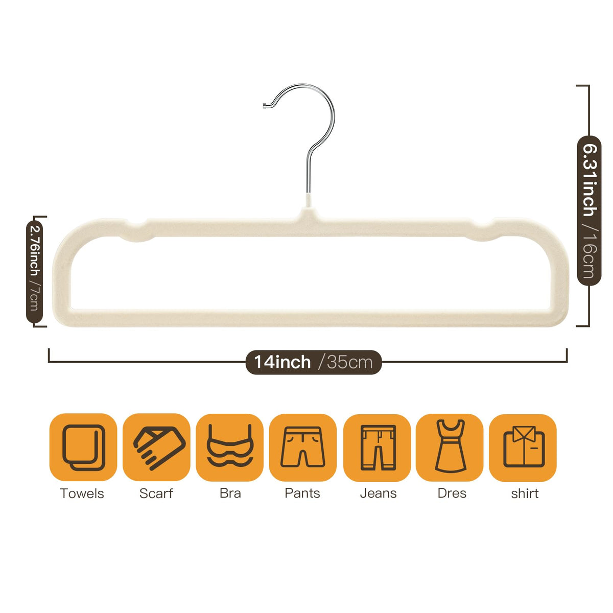 Beige Uinicor velvet hangers enhance closet organization and easy access.
