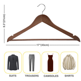 UINICOR wooden hangers ideal for daily use with shirts and dresses.