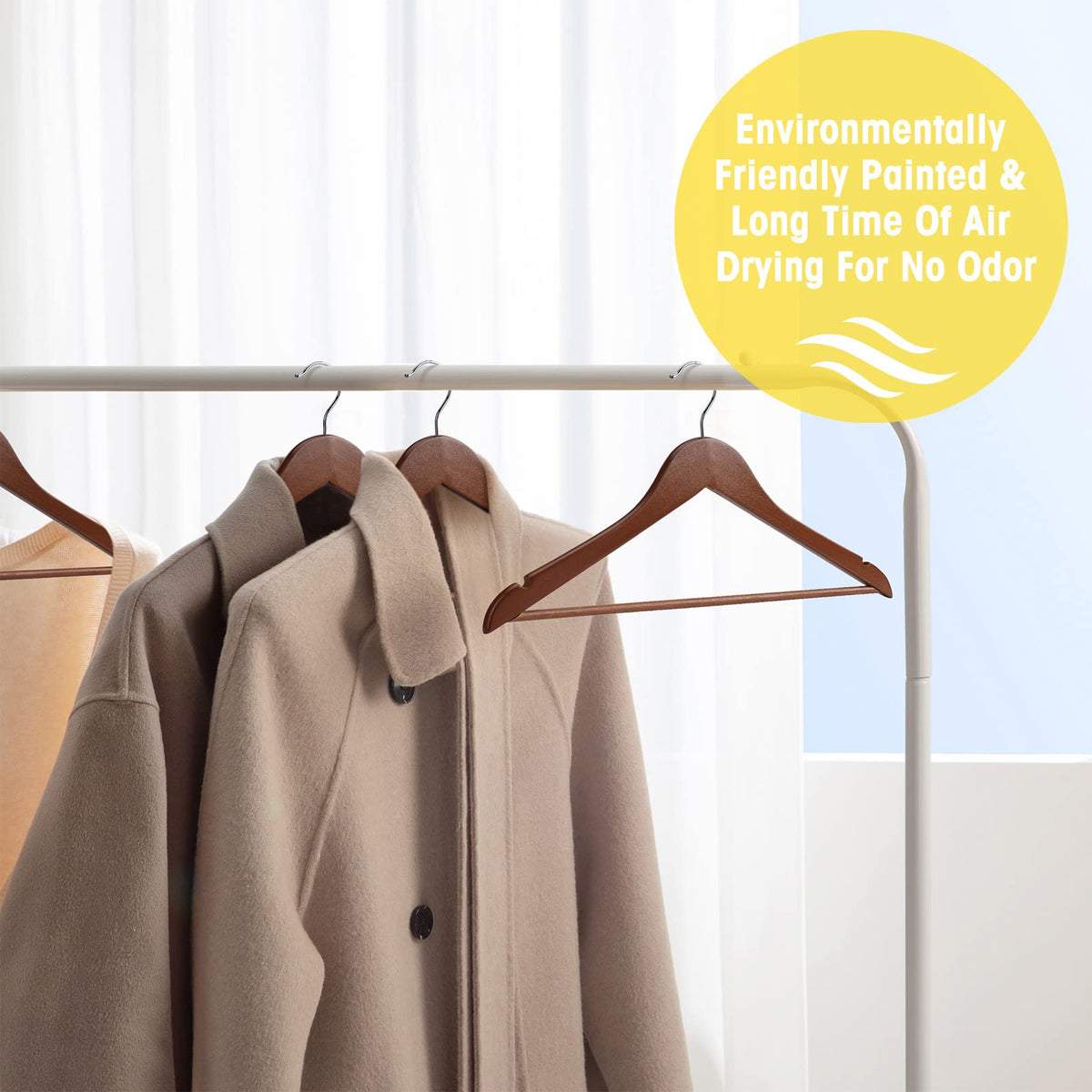 UINICOR smooth finish hanger highlights safe, smooth edges and premium wood.