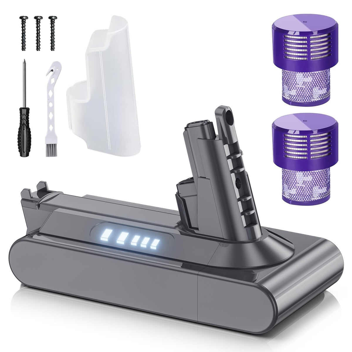 Uionvot Dyson V10 battery with LED indicator shows power status for quick checks.