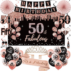 Uiorgui 50th crown and sash for an elegant birthday moment