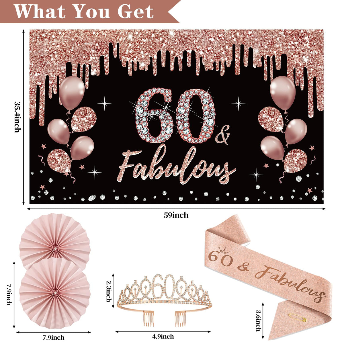 Uiorgui 60th sash complements outfits with a rose gold shine