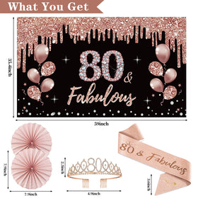 Uiorgui 80th birthday banner in rose gold adds festive flair.