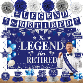 Uiorgui retirement banner in blue and silver creates a bold photo backdrop.