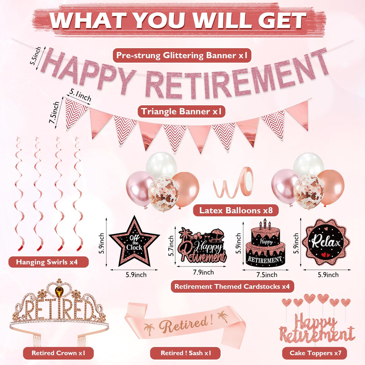 Uiorgui rose gold retirement sash adds stylish flair to celebrations
