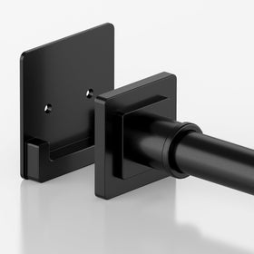 UIOSANRT matte black shower rod with holders for stable bathroom installation.