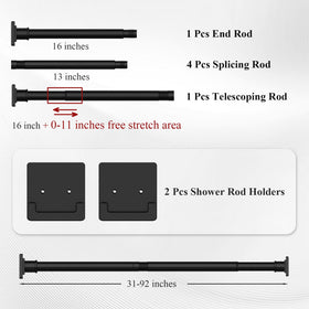 UIOSANRT multi-use application suited for shower, curtain, or closet rod.