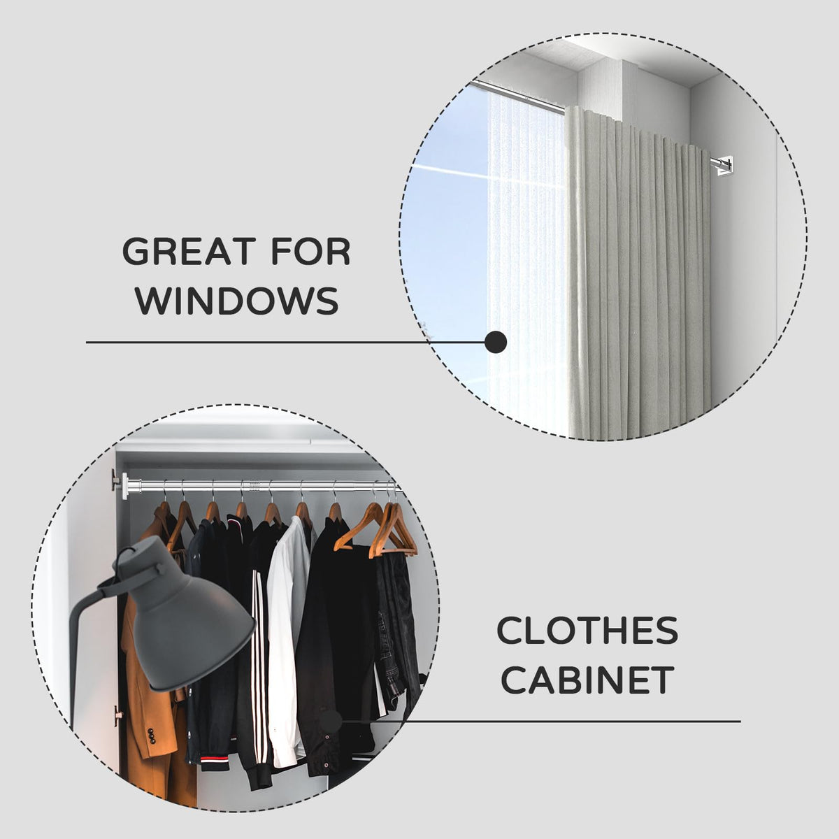 UIOSANRT multi-use closet rod, great for clothing storage.