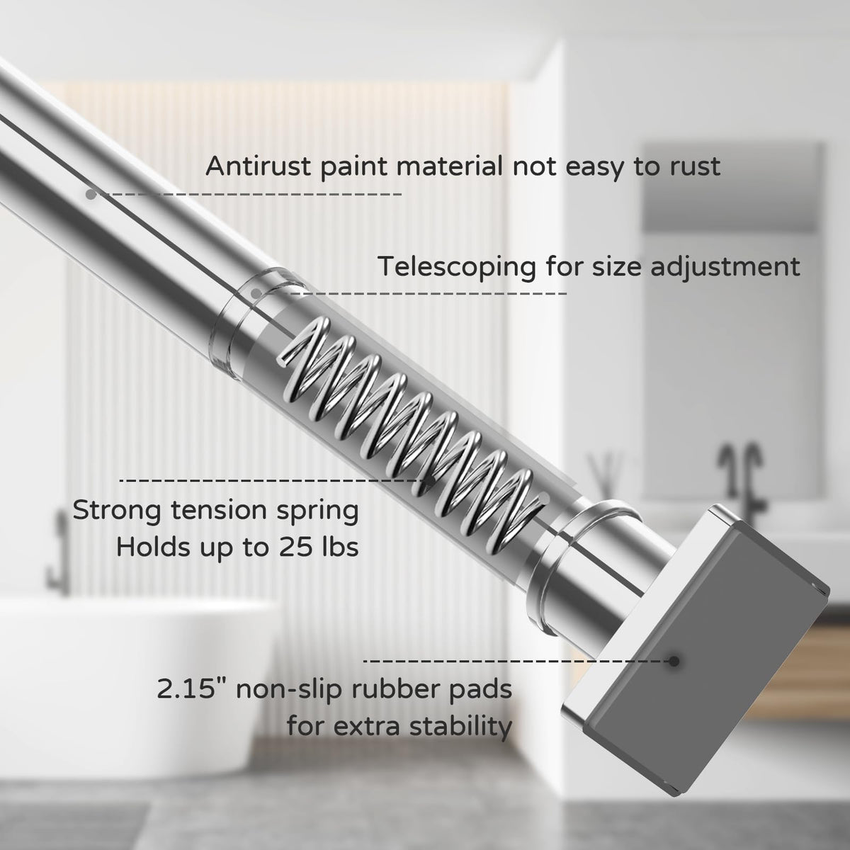 UIOSANRT rubber pads non-slip end, prevents rod slippage.