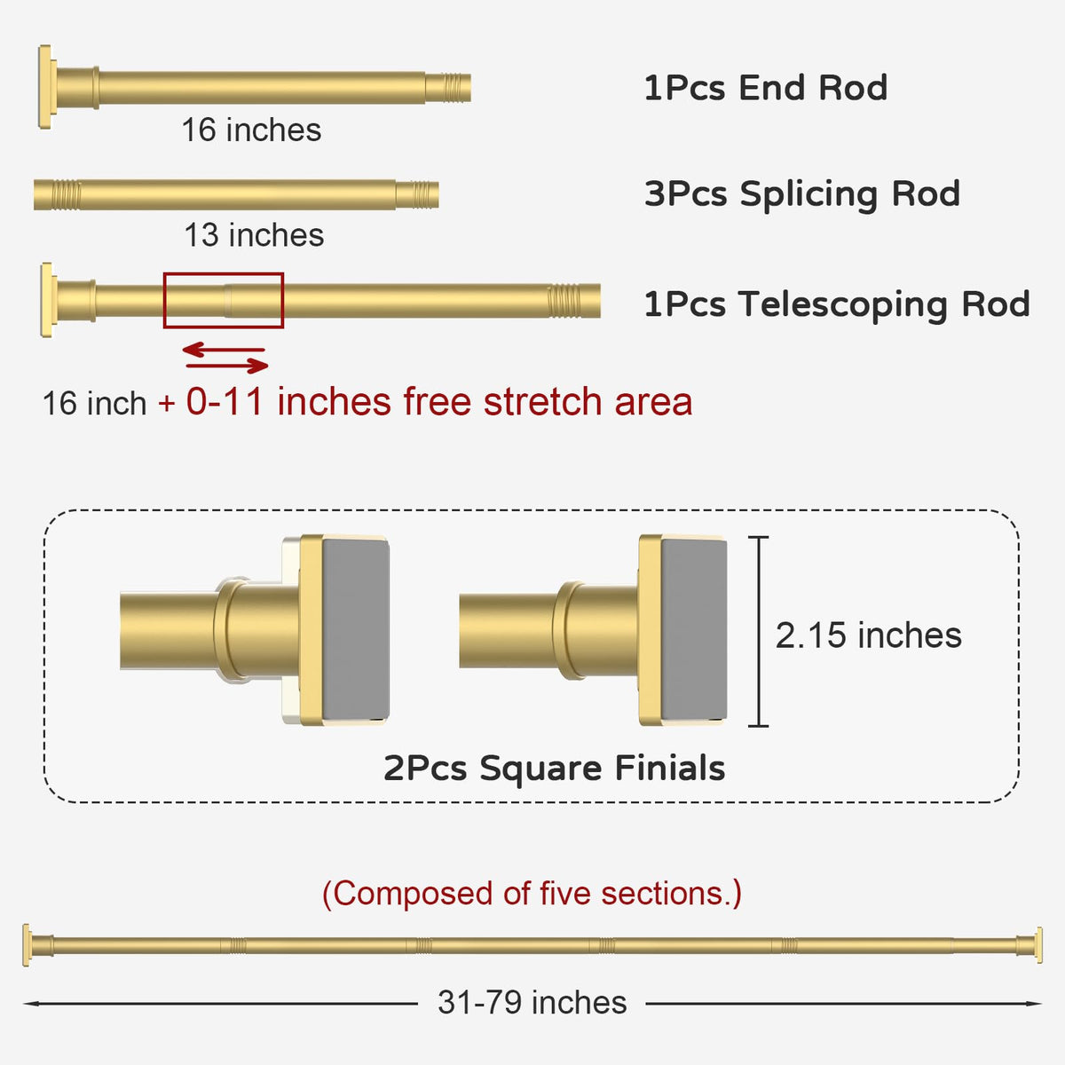 UIOSANRT versatile use as shower rod or closet rod